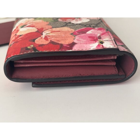 Gucci GG Supreme Monogram Blooms Continental Wallet & Card Case Antique Rose - Picture 7 of 10